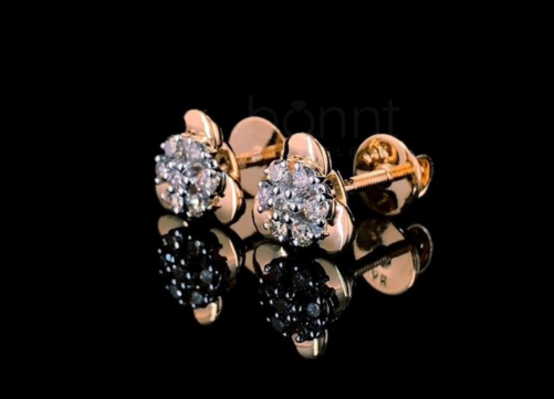 Floral Halo Lab-Grown Diamond Stud Earrings | EF Color, VVS–VS Clarity | Timeless Luxury