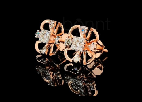 Floral Bloom Moissanite Stud Earrings – D Color, VVS Clarity, Ideal Cut | Luxury Diamond Earrings