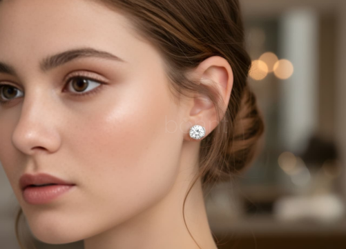 Timeless Essentials Round Cut Lab Grown Diamond Bezel Solitaire Stud Earrings