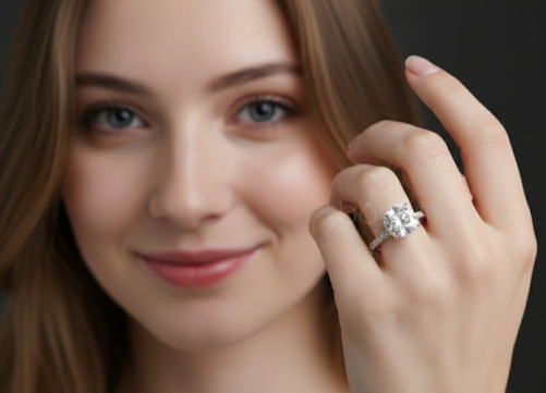 D-Color VVS Moissanite Solitaire Ring | Cushion-Cut Brilliance in Fine Gold or Sterling Silver