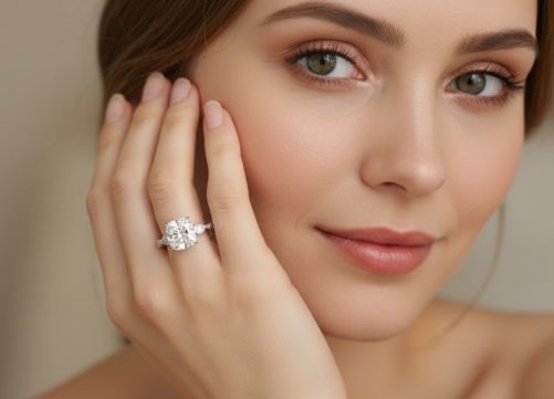 Eternal Glow Cushion Solitaire Moissanite Ring – D Color • VVS Clarity • Ideal Cut Sparkle