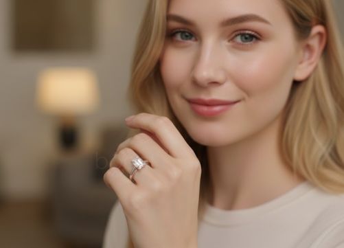 Radiant D-Color VVS Moissanite Solitaire Ring in Gold & Silver — Timeless Luxury for the One You Love