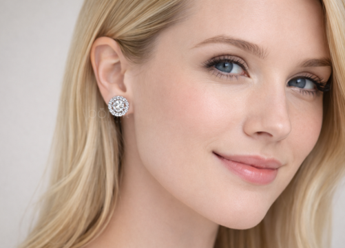 Halo Solitaire Moissanite Stud Earrings