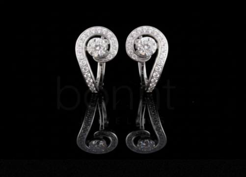 Swirl Halo Moissanite Diamond Earrings in D Color VVS Clarity | Elegant Luxury Stud Earrings