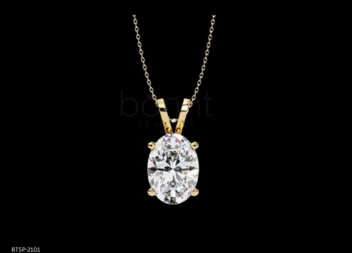 Timeless Oval Solitaire Pendant in Lab-Grown Diamond | EF Color • VVS/VS Clarity