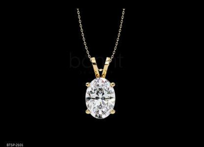 Timeless Oval Solitaire Pendant in Lab-Grown Diamond | EF Color • VVS/VS Clarity