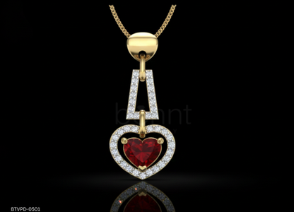 Amore Red Heart & Moissanite Halo Necklace