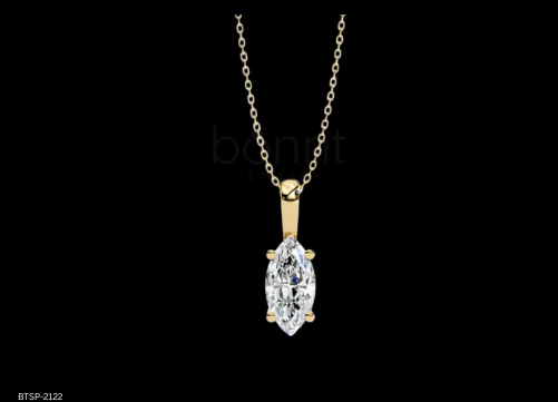 Aurelia Marquise Solitaire Pendant in D-Color Moissanite | VVS Clarity
