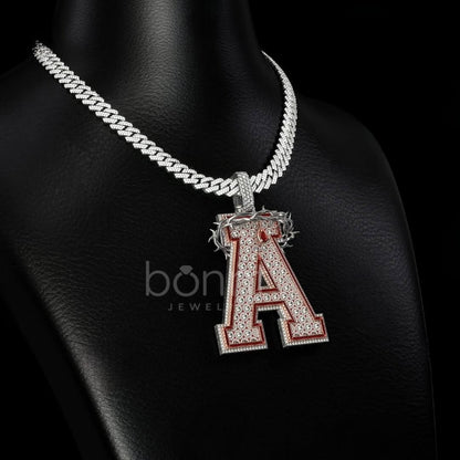 Iced Letter “A” Crowned Pendant in EF Lab-Grown Diamonds