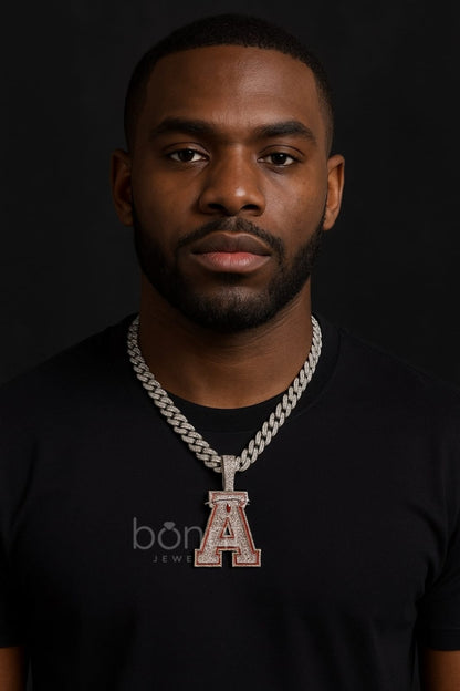 Iced Letter “A” Crowned Pendant in EF Lab-Grown Diamonds