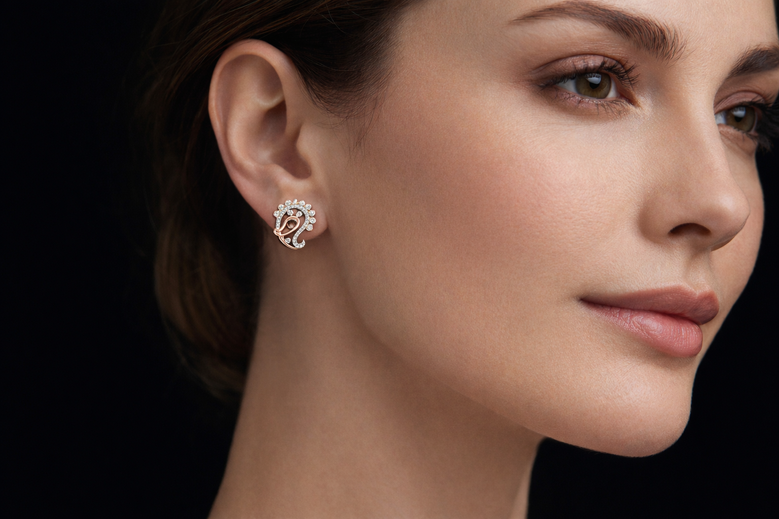 Paisley Grace Moissanite Diamond Stud Earrings – D Color VVS | Artistic Luxury Elegance