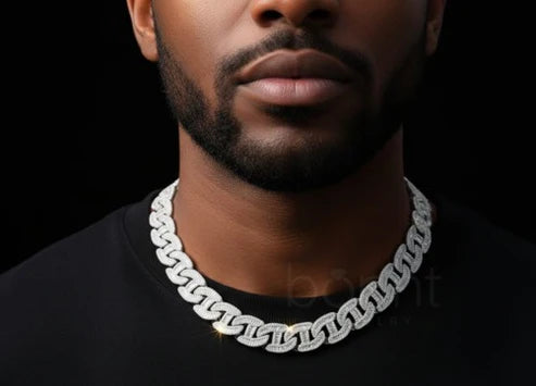 Iced Cuban Link Chain – D Color VVS Moissanite Diamond | Luxury Hip Hop Necklace
