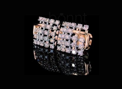 Luxury Moissanite Diamond Square Cluster Stud Earrings – D Color, VVS Clarity, Ideal Cut | BONNT