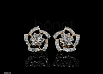 Bloom Royale Moissanite Diamond Stud Earrings – D Color VVS | Timeless Floral Elegance