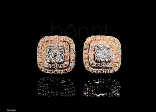 Radiant Halo Moissanite Diamond Stud Earrings – D Color VVS | Classic Cushion Elegance