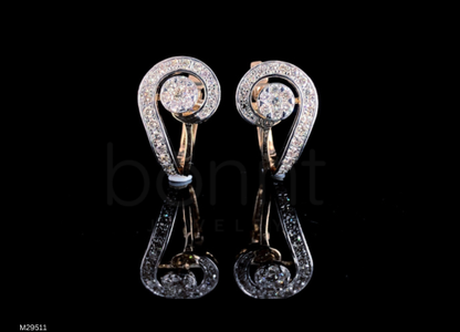 Swirl Halo Moissanite Diamond Earrings in D Color VVS Clarity | Elegant Luxury Stud Earrings