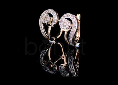 Swirl Halo Moissanite Diamond Earrings in D Color VVS Clarity | Elegant Luxury Stud Earrings