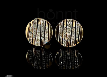 Radiance Stripe Circular Studs: Lab-Grown Diamonds in Solid Gold & Silver