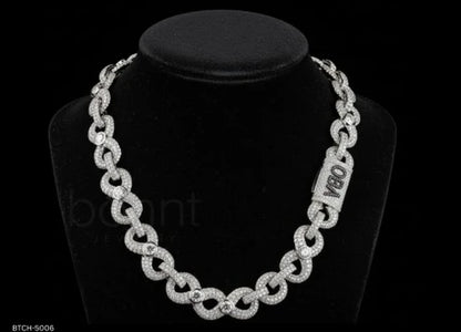 Iced Moissanite Cuban Chain Necklace – D Color VVS, Luxury Hip Hop Statement