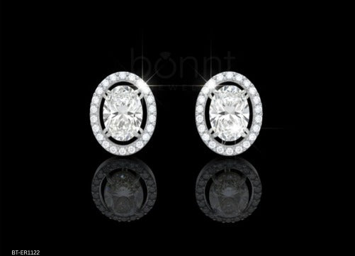 The “Aura” Oval Moissanite Diamond Halo Stud Earrings