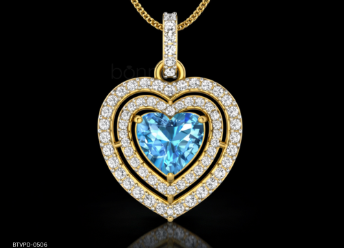 The "Seraphina" Triple-Halo Aquamarine & Lab-Grown Pendant