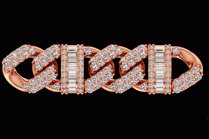 Pave & Baguette Diamond Cuban Bracelet – Lab-Grown Diamonds (EF Color, VVS/VS Clarity)