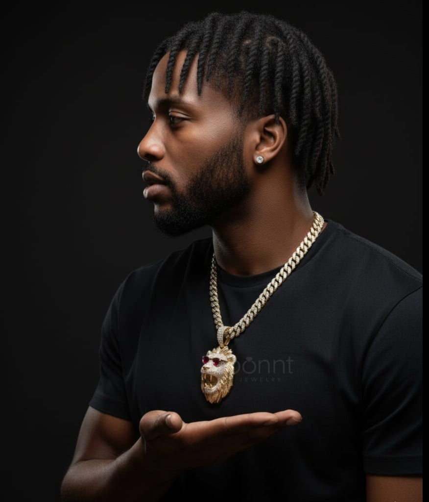 Iced Lion Head Hip-Hop Pendant – D Color VVS Moissanite