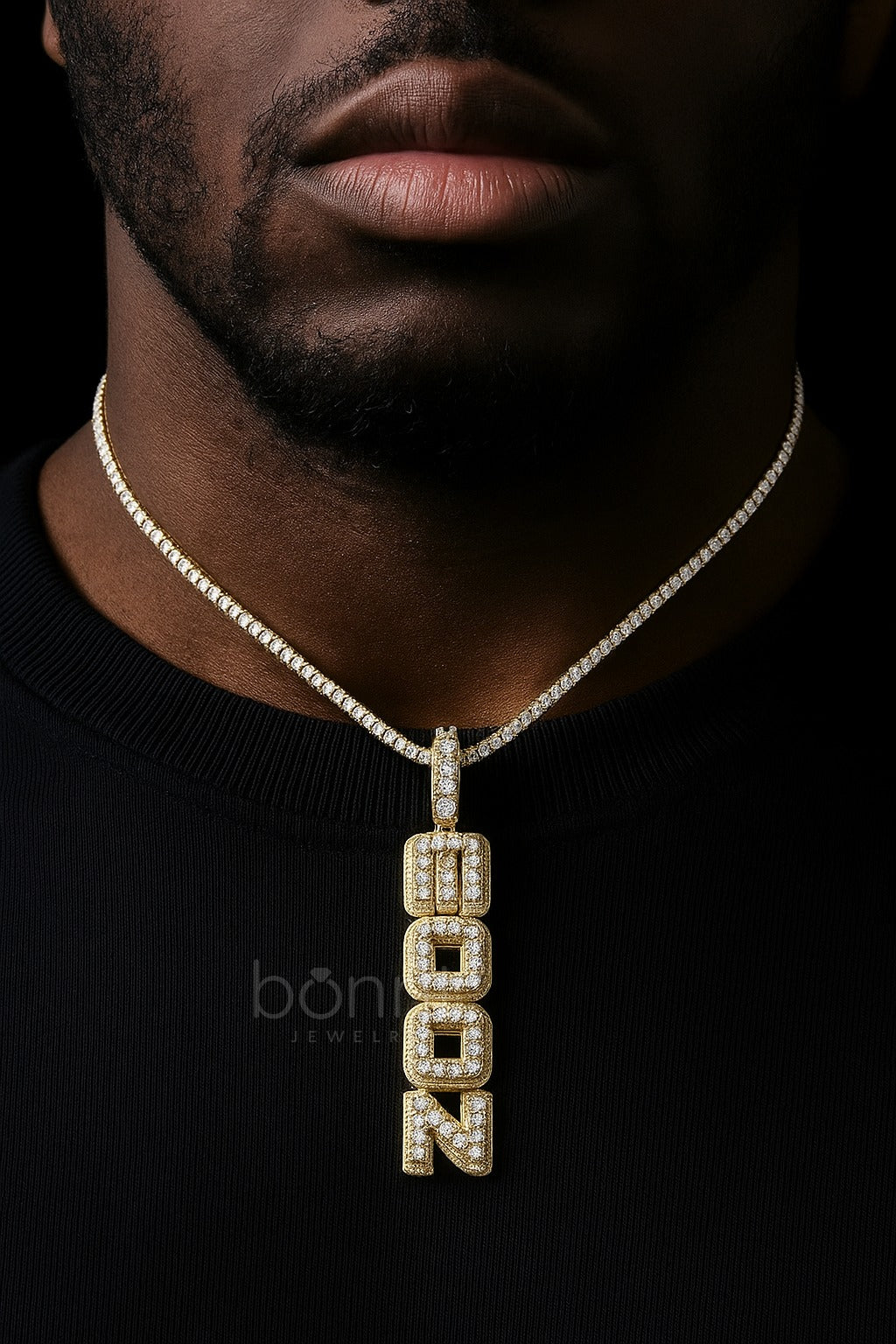 Moon Letter Pendant with D-Color VVS Moissanite Brilliance