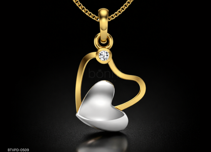Whisper of Love Moissanite Heart Pendant in Two-Tone