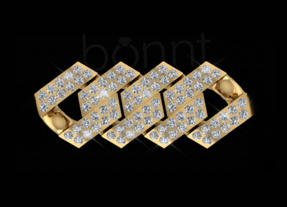 Geometric Pave Diamond Cuban Link Bracelet (Gold Tone)