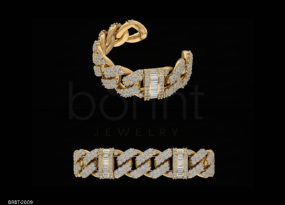 The Fusion Link: Pave & Baguette Diamond Cuban Bracelet