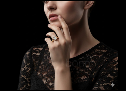 Emerald-Cut Moissanite Solitaire Engagement Ring – Gold & Silver| Bonnt