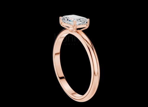 Emerald-Cut Moissanite Solitaire Engagement Ring – D Color, VVS Clarity