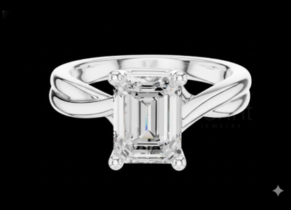 Emerald-Cut Moissanite Solitaire Engagement Ring – Gold & Silver| Bonnt