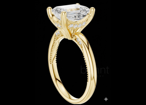 Emerald-Cut Moissanite Solitaire Engagement Ring – D Color, VVS Clarity