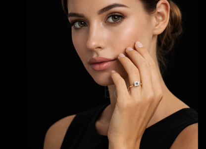 Emerald-Cut Moissanite Solitaire Engagement Ring – D Color, VVS Clarity