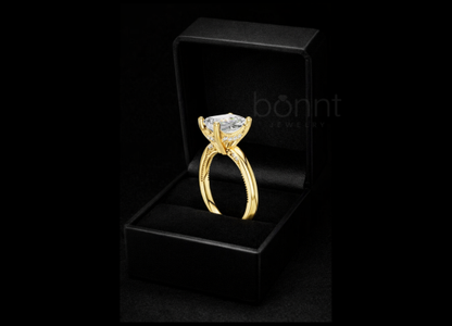 Emerald-Cut Moissanite Solitaire Engagement Ring – D Color, VVS Clarity