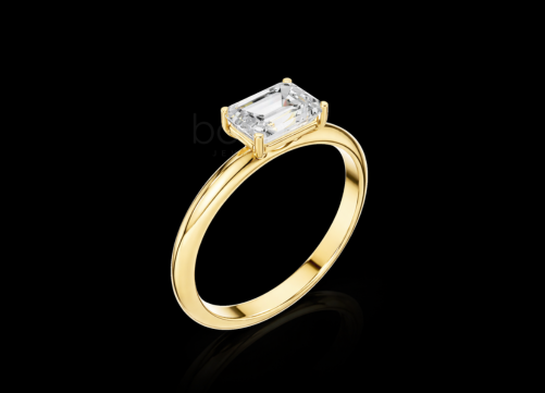 Emerald-Cut Moissanite Solitaire Engagement Ring – D Color, VVS Clarity