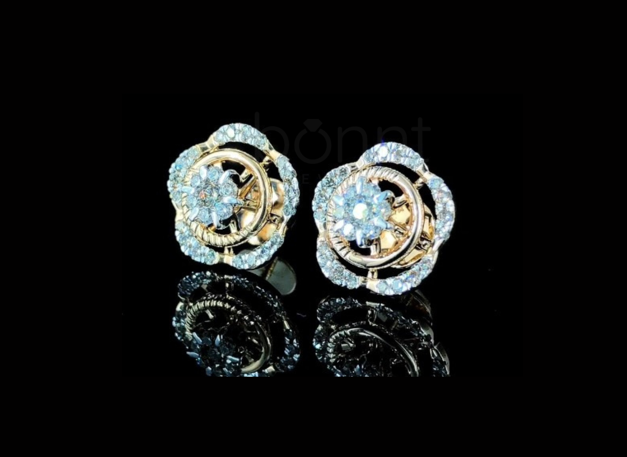 Floral Halo Lab-Grown Diamond Stud Earrings | EF Color • VVS/VS Clarity • Ideal Cut