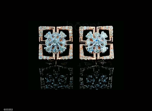 Floral Square Stud Earrings in Moissanite Diamond – D Color, VVS Clarity, Ideal Cut | Luxury Diamond Earrings