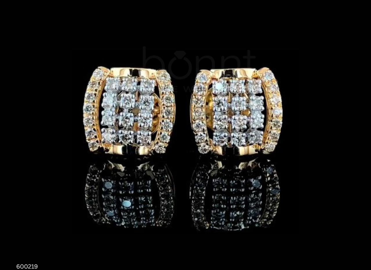 Lab Grown Diamond Pavé Hoop Stud Earrings in EF Color | Modern Luxury