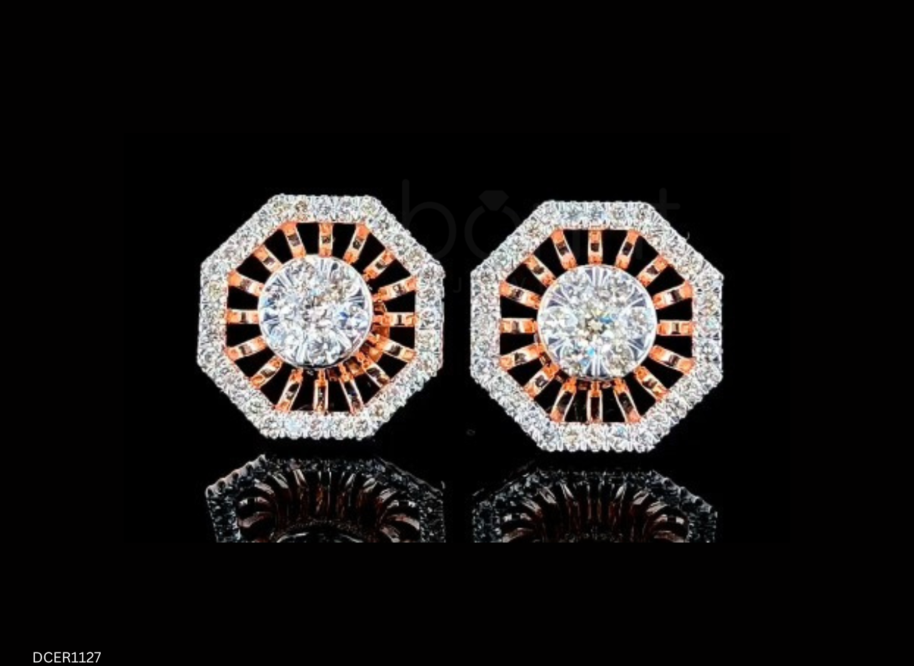 Octavia Halo Lab Grown Diamond Stud Earrings – EF Color, VVS/VS Clarity | Elegant Two-Tone Luxury