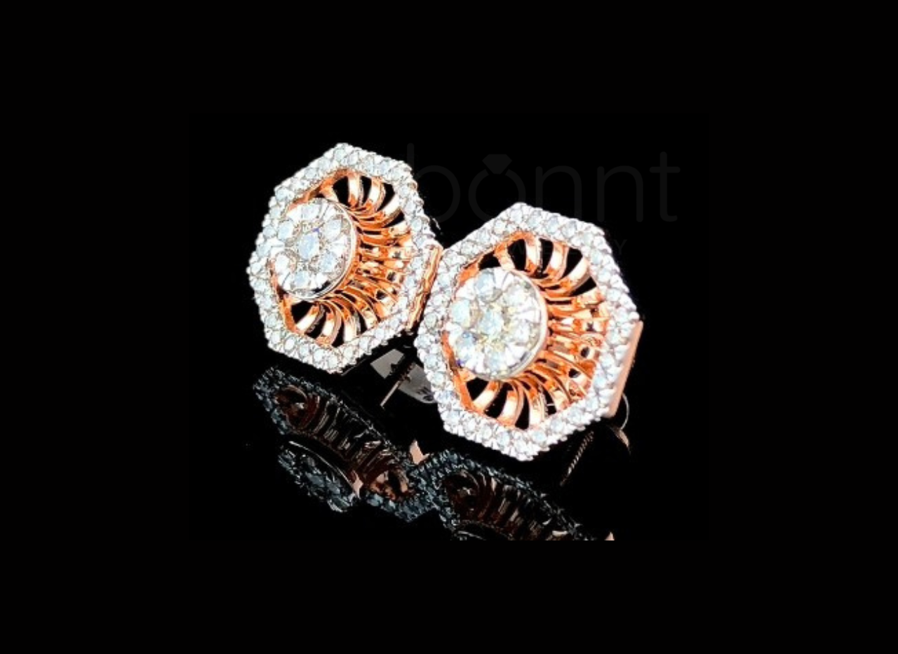 Octavia Halo Lab Grown Diamond Stud Earrings – EF Color, VVS/VS Clarity | Elegant Two-Tone Luxury