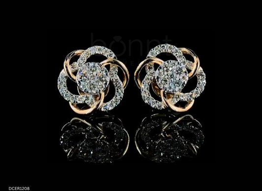 Luxury Floral Lab-Grown Diamond Stud Earrings | EF–VVS/VS | Ideal Cut