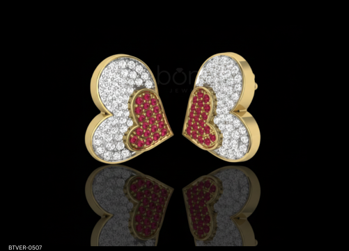 Double Heart Lab-Grown Diamond Stud Earrings – EF Color VVS/VS | Valentine’s Luxury Gift
