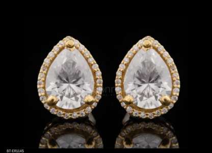 Pear Halo Moissanite Stud Earrings