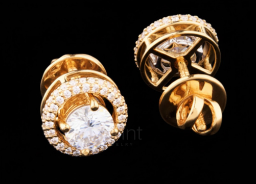 Halo Solitaire Lab-Grown Stud Earrings