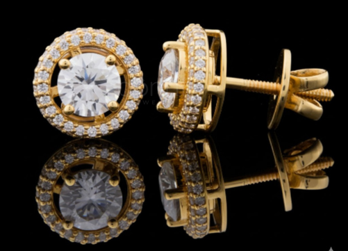 Halo Solitaire Lab-Grown Stud Earrings