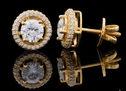 Halo Solitaire Lab-Grown Stud Earrings