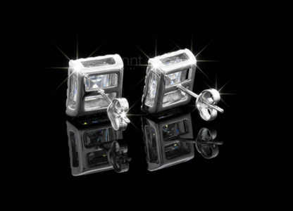 Regal Halo Princess-Cut Lab-Grown Diamond Stud Earrings